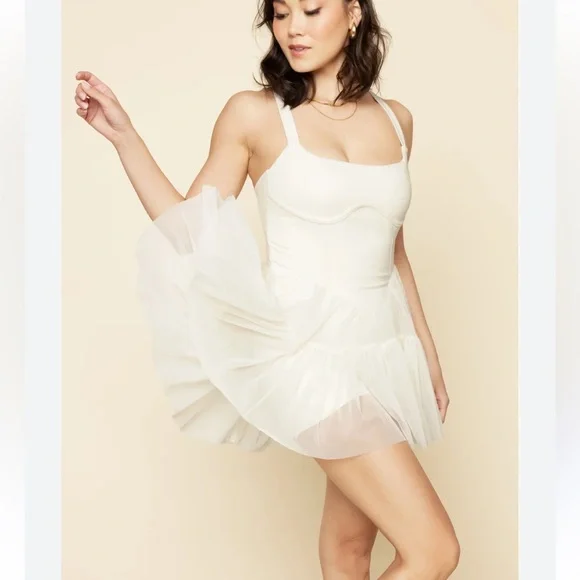 POPFLEX Corset Pirouette Dress - Cream Athletic Dress Size XS - Picture 5 of 8